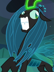 Size: 815x1077 | Tagged: safe, screencap, queen chrysalis, changeling, changeling queen, to where and back again, cropped, female, gritted teeth, magic, solo