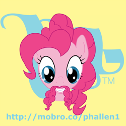 Size: 1080x1080 | Tagged: safe, artist:phallen1, pinkie pie, earth pony, pony, female, mare, moustache, movember, pink coat, pink mane