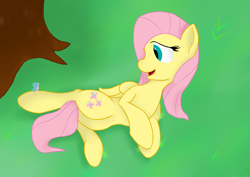 Size: 4092x2893 | Tagged: safe, artist:sidhenearlahi, fluttershy, butterfly, pegasus, pony, female, mare, pink mane, yellow coat