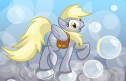 Size: 1280x827 | Tagged: safe, artist:secoh2000, derpy hooves, pegasus, pony, bubble, female, mare