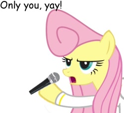 Size: 500x458 | Tagged: safe, fluttershy, pegasus, pony, elvis presley, meme, microphone, pompadour, yay