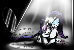 Size: 1000x682 | Tagged: safe, artist:jamescorck, rarity, sweetie belle, pony, unicorn, crying, happy, hug