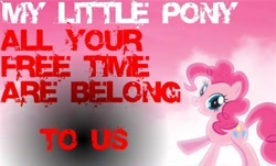 Size: 500x302 | Tagged: safe, pinkie pie, earth pony, pony, all your base are belong to us, brony, join the herd, obsession, solo, stock vector, text, welcome to the herd, zero wing