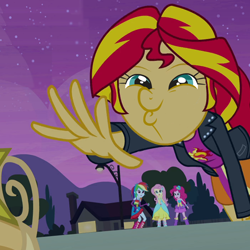 Size: 548x547 | Tagged: safe, edit, screencap, fluttershy, pinkie pie, rainbow dash, sunset shimmer, equestria girls, crown, dashface, element of magic, exploitable meme, meme, reaching, so awesome, sunset shimmer reaching for things