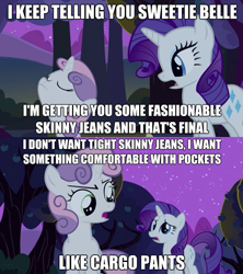 Size: 623x703 | Tagged: safe, rarity, sweetie belle, pony, unicorn, caption, female, filly, horn, image macro, mare, siblings, sisters