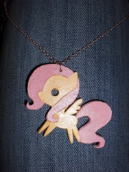 Size: 2112x2816 | Tagged: safe, artist:bunnygirl2190, fluttershy, pegasus, pony, craft, high res, necklace, paper, photo