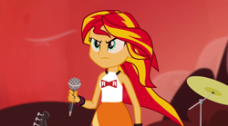 Size: 1300x725 | Tagged: safe, sunset shimmer, equestria girls, rainbow rocks, dragon ball z, exploitable, exploitable meme, image macro, meme, red ribbon army, solo, sunset's shirt meme