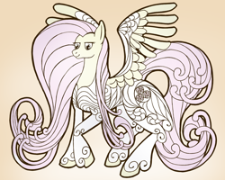 Size: 800x640 | Tagged: safe, artist:willygalleta, fluttershy, pegasus, pony, female, gradient background, mare, solo, spread wings, standing, three quarter view, wings