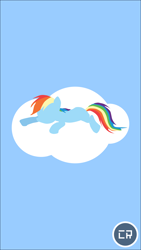 Size: 1080x1920 | Tagged: safe, artist:coolrainbow20, artist:rainbowcrab, derpibooru import, edit, rainbow dash, pegasus, pony, cloud, digital art, female, lineless, mare, minimalist, modern art, phone wallpaper, sleeping, sleepydash, solo, wallpaper, wallpaper edit