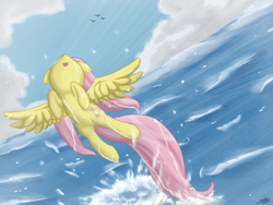 Size: 1200x900 | Tagged: safe, artist:speccysy, fluttershy, pegasus, pony, female, mare, solo, water