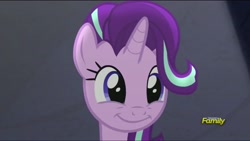 Size: 1360x768 | Tagged: safe, screencap, starlight glimmer, pony, unicorn, no second prances, bust, discovery family logo, portrait, solo