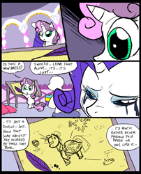 Size: 827x1025 | Tagged: safe, artist:metal-kitty, rarity, sweetie belle, pony, unicorn, comic:mlp project, comic, crying