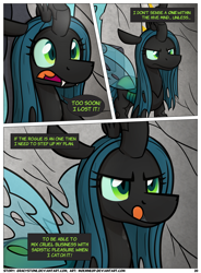 Size: 1400x1900 | Tagged: safe, artist:moemneop, queen chrysalis, changeling, changeling queen, comic:shifting changelings lies and truths, comic, solo