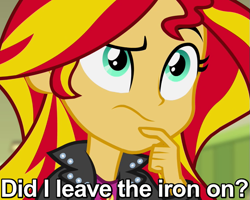 Size: 625x500 | Tagged: safe, screencap, sunset shimmer, equestria girls, rainbow rocks, airplane!, caption, solo, thinking