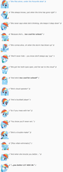 Size: 554x1498 | Tagged: safe, artist:dziadek1990, derpibooru import, rainbow dash, pegasus, pony, emote story, emotes, link in description, parody, reddit, slice of life, song, song parody, text, too cool for school