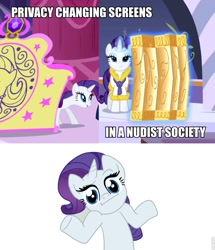 Size: 826x960 | Tagged: safe, rarity, pony, unicorn, caption, female, horn, image macro, mare, meta, solo