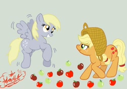 Size: 1000x700 | Tagged: safe, artist:froyorulez, applejack, derpy hooves, earth pony, pegasus, pony, female, mare