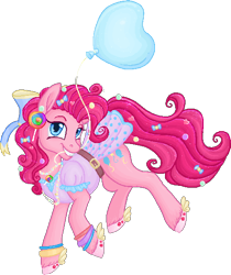 Size: 476x567 | Tagged: safe, artist:klumpeh, pinkie pie, earth pony, pony, balloon, female, mare, pink coat, pink mane, solo