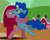 Size: 400x320 | Tagged: safe, pinkie pie, earth pony, pony, fighting is magic, female, hug, mare, pink coat, pink mane, pinkamena diane pie