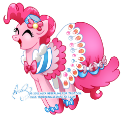 Size: 1024x972 | Tagged: safe, artist:alex-heberling, pinkie pie, earth pony, pony, clothes, dress, eyes closed, female, gala dress, mare, open mouth, simple background, solo, transparent background