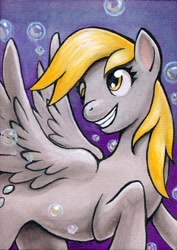 Size: 424x600 | Tagged: safe, artist:aokibengal, derpy hooves, pegasus, pony, female, mare, solo, traditional art