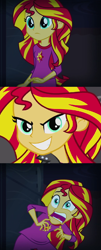 Size: 584x1440 | Tagged: safe, sunset shimmer, equestria girls, exploitable meme, image macro, meme, self paradox, sunset screamer