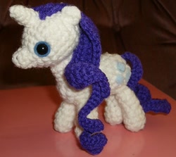 Size: 500x446 | Tagged: safe, artist:mistakenolive, rarity, amigurumi, crochet, irl, photo, plushie, solo, wide eyes