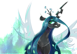 Size: 1190x842 | Tagged: safe, artist:chirpy-chi, queen chrysalis, changeling, changeling queen, female, grin, smiling, solo