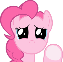 Size: 986x971 | Tagged: safe, pinkie pie, earth pony, pony, against glass, female, fourth wall, mare, pink coat, pink mane, sad