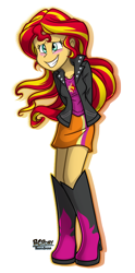 Size: 780x1567 | Tagged: safe, artist:bcpony, sunset shimmer, equestria girls, adorkable, blushing, cute, dork, female, shimmerbetes, smiling, solo