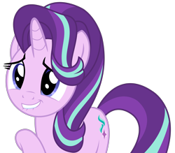 Size: 3334x2916 | Tagged: safe, artist:sketchmcreations, starlight glimmer, pony, unicorn, no second prances, cute, inkscape, lip bite, nervous grin, raised hoof, simple background, solo, transparent background, vector