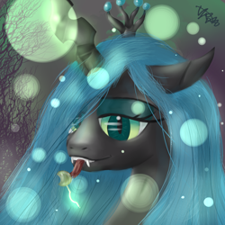 Size: 1600x1600 | Tagged: safe, artist:quefortia, queen chrysalis, changeling, changeling queen, candy, female, food, licking, lollipop, solo, tongue out