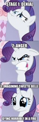 Size: 500x1539 | Tagged: safe, edit, edited screencap, screencap, rarity, sweetie belle, pony, unicorn, sisterhooves social, angry, comic, denial, image macro, sweetiebuse