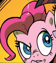 Size: 187x208 | Tagged: safe, idw, pinkie pie, earth pony, pony, female, mare, official comic, pink coat, pink mane, solo