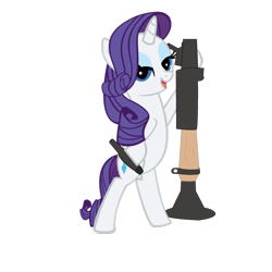 Size: 900x900 | Tagged: safe, artist:pweanut, rarity, pony, unicorn, rocket launcher, soldier, team fortress 2