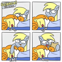 Size: 2000x2000 | Tagged: safe, artist:muffinexplosion, carrot top, derpy hooves, golden harvest, pegasus, pony, comic, female, for science, high res, mare, science, sleeping, snoring