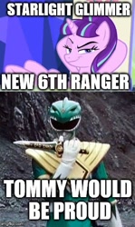 Size: 300x502 | Tagged: safe, starlight glimmer, pony, unicorn, the cutie re-mark, dragon ranger, drama bait, green ranger, kyouryuu sentai zyuranger, meme, op is a cuck, op is trying to start shit, power rangers, super sentai, tommy oliver (power rangers)