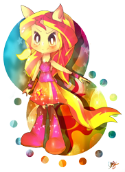 Size: 762x1048 | Tagged: dead source, safe, artist:secretxy, sunset shimmer, human, equestria girls, rainbow rocks, abstract background, eared humanization, female, humanized, ponied up, solo