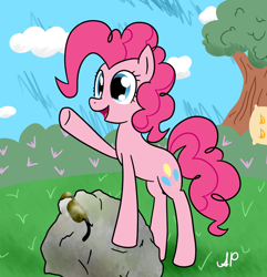 Size: 900x933 | Tagged: safe, artist:alexpie, madame leflour, pinkie pie, earth pony, pony, female, mare, pink coat, pink mane, rock