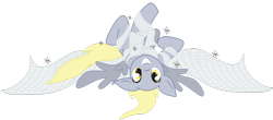 Size: 1280x563 | Tagged: artist needed, source needed, safe, derpy hooves, pegasus, pony, bubble wrap, bubblewrap, female, mare, on back, playing, solo
