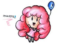 Size: 274x183 | Tagged: safe, artist:fives555, pinkie pie, chibi, female, humanized, pink hair, solo