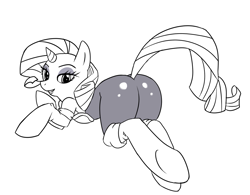 Size: 1095x852 | Tagged: safe, artist:kyoshinhei, rarity, pony, unicorn, clothes, hooves, monochrome, plot