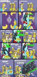 Size: 1280x2688 | Tagged: safe, artist:omny87, queen chrysalis, changeling, changeling queen, all the guards are useless, armor, blatant lies, comic, cute, cutealis, dialogue, disguise, eyes closed, floppy ears, flying, food, frown, glare, grin, it's a trap, levitation, licking, licking lips, magic, open mouth, pizza, pizza box, pizza delivery, pouting, raised eyebrow, raised hoof, royal guard, sad, seems legit, shocked, smiling, smirk, squee, telekinesis, tongue out, trojan horse