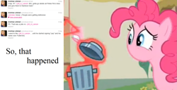 Size: 1437x733 | Tagged: safe, pinkie pie, magic duel, andrea libman, meta, text, twitter