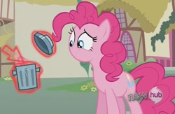 Size: 1008x657 | Tagged: safe, pinkie pie, earth pony, pony, magic duel, female, mare, no mouth, no nose, pink coat, pink mane