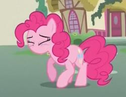 Size: 251x194 | Tagged: safe, pinkie pie, earth pony, pony, magic duel, female, mare, no mouth, no nose, pink coat, pink mane