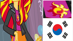 Size: 1920x1080 | Tagged: safe, sunset shimmer, equestria girls, comparison, cutie mark, flag, south korea