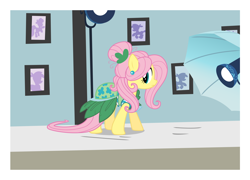 Size: 7368x5296 | Tagged: safe, artist:mihaaaa, fluttershy, pegasus, pony, green isn't your color, absurd resolution, alternate hairstyle, clothes, dress, model, solo, vector