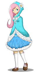 Size: 700x1367 | Tagged: safe, artist:chiibe, fluttershy, clothes, dress, humanized, simple background, solo, transparent background