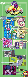 Size: 2300x6200 | Tagged: safe, artist:danmakuman, artist:thebrokencog, applejack, fluttershy, pinkie pie, rainbow dash, rarity, sci-twi, sunset shimmer, twilight sparkle, equestria girls, canterlot high, clothes, comic, equestria girls logo, equestria girls: dual destiny, skirt, tanktop